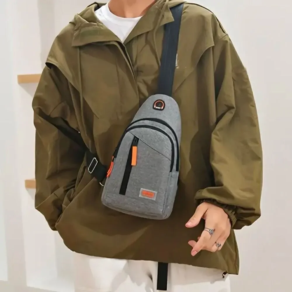 NWT SPORTS One Shoulder Sling Slant Cross Chest Men Women Unisex Grey Orange Bag